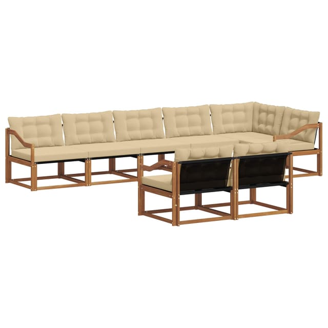 vidaXL Outdoor-Sofagarnitur mit Kissen 8-Tlg Natur und Beige 3369588