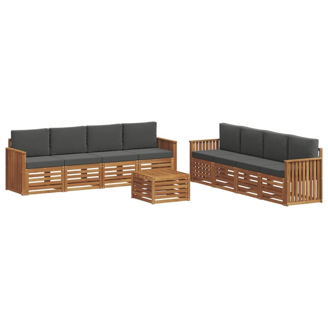 vidaXL Sofagarnituren 9 Tlg Natur und Anthrazit Massivholz Akazie 3374567