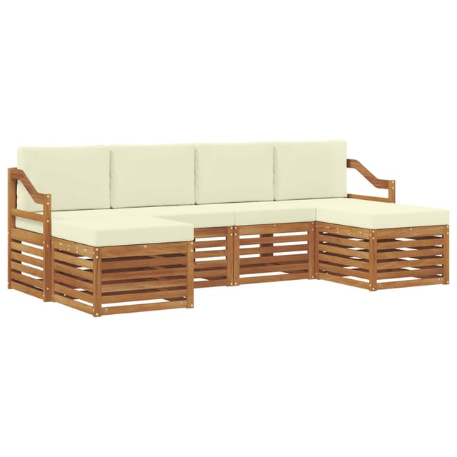 vidaXL Sofagarnituren 6 Tlg Natur und Creme Massivholz Akazie 3375265