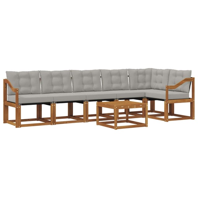 vidaXL Outdoor-Sofagarnitur mit Kissen 7-Tlg Natur und Hellgrau 3368746