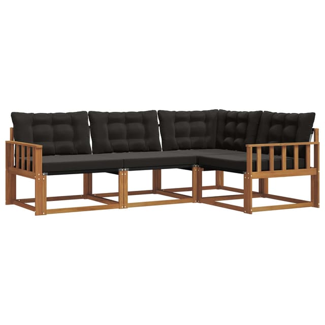 vidaXL Sofa Set mit Kissen 4 Tlg Natur und Schwarz 3369407