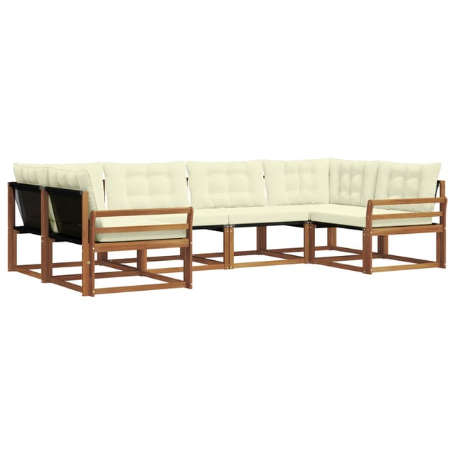 vidaXL Outdoor-Sofagarnitur mit Kissen 6-Tlg Natur und Creme 3369793