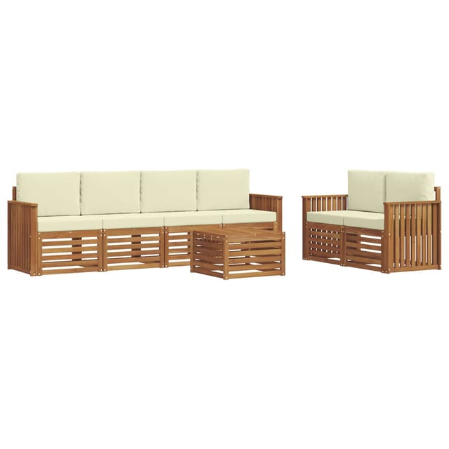 vidaXL Sofagarnituren 7 Tlg Natur und Creme Massivholz Akazie 3374405