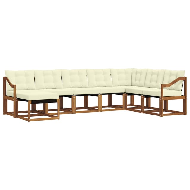 vidaXL Outdoor-Sofagarnitur mit Kissen 8-Tlg Natur und Creme 3368961