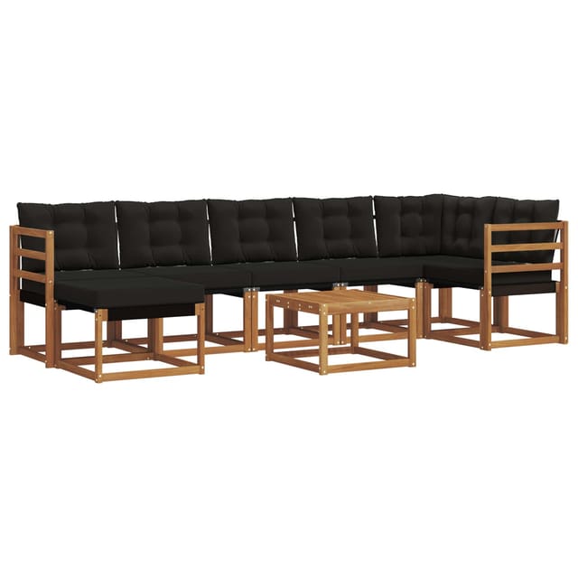 vidaXL Outdoor-Sofagarnitur mit Kissen 8-Tlg Natur und Schwarz 3368895