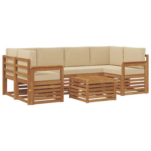 vidaXL Sofagarnituren 7 Tlg Natur und Beige Massivholz Akazie 3374438