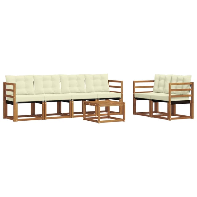 vidaXL Outdoor-Sofagarnitur mit Kissen 7-Tlg Natur und Creme 3368413