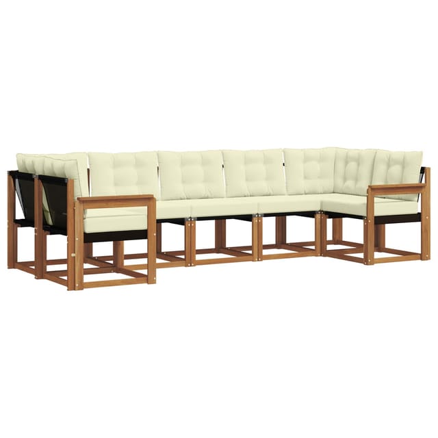 vidaXL Outdoor-Sofagarnitur mit Kissen 7-Tlg Natur und Creme 3369017
