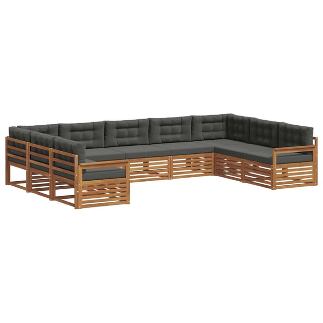 vidaXL Sofagarnituren 9 Tlg Natur und Anthrazit Massivholz Akazie 3374117