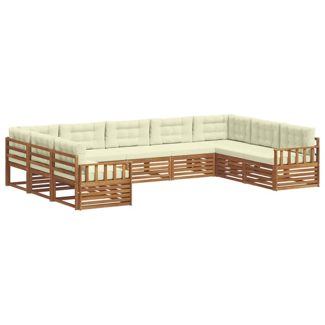 vidaXL Sofagarnituren 9 Tlg Natur und Creme Massivholz Akazie 3374120