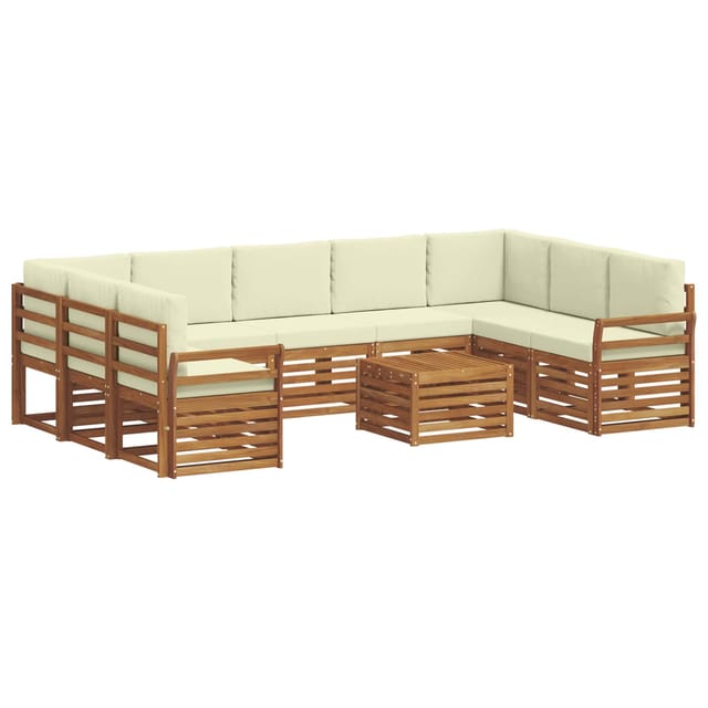 vidaXL Sofagarnituren 10 Tlg Natur und Creme Massivholz Akazie 3375520