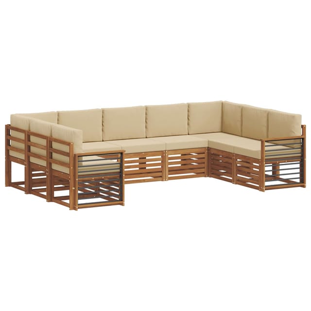 vidaXL Sofagarnituren 9 Tlg Natur und Beige Massivholz Akazie 3375493