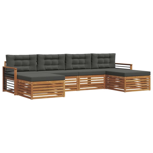 vidaXL Sofagarnituren 6 Tlg Natur und Anthrazit Massivholz Akazie 3373912