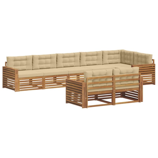 vidaXL Outdoor-Sofagarnitur mit Kissen 8-Tlg Natur und Beige 3373668