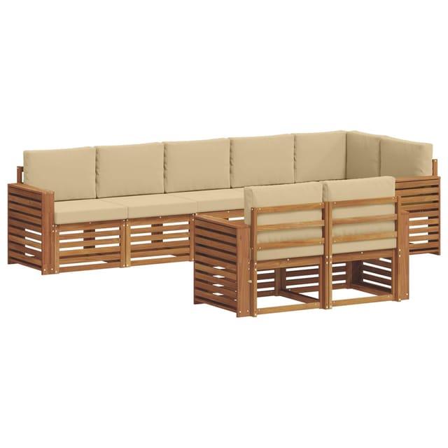 vidaXL Sofagarnituren 8 Tlg Natur und Beige Massivholz Akazie 3375018