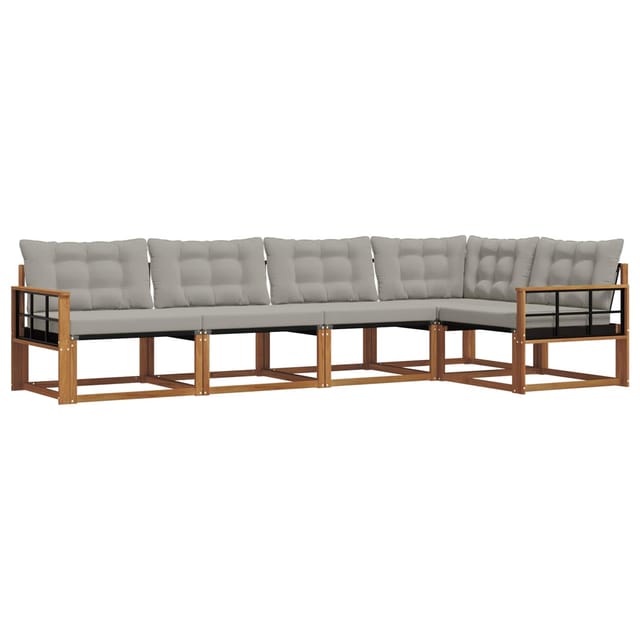 vidaXL Outdoor-Sofagarnitur mit Kissen 5-Tlg Natur und Hellgrau 3369462