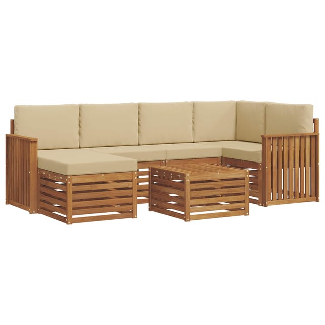 vidaXL Sofagarnituren 7 Tlg Natur und Beige Massivholz Akazie 3375128