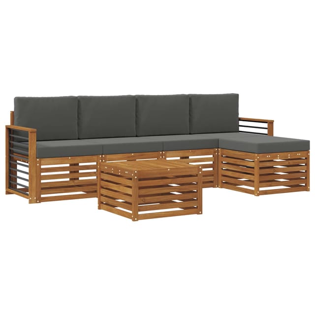 vidaXL Sofagarnituren 6 Tlg Natur und Anthrazit Massivholz Akazie 3374702