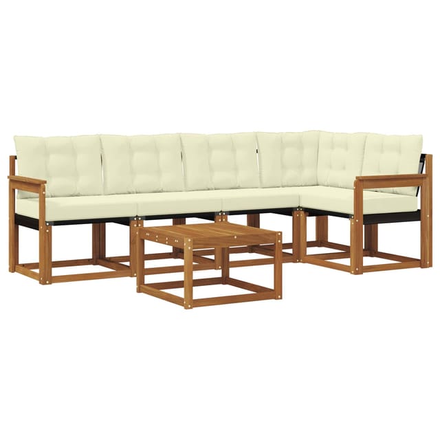 vidaXL Outdoor-Sofagarnitur mit Kissen 6-Tlg Natur und Creme 3368681
