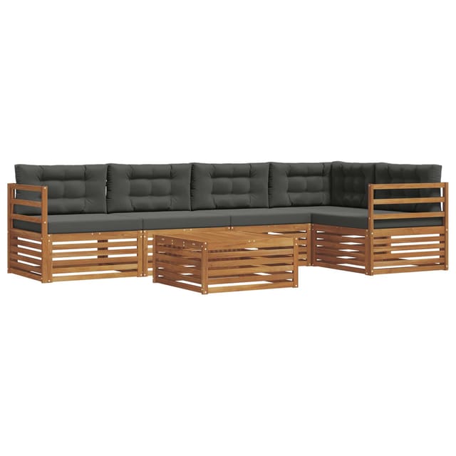 vidaXL Outdoor-Sofagarnitur mit Kissen 6-Tlg Natur und Anthrazit 3373482