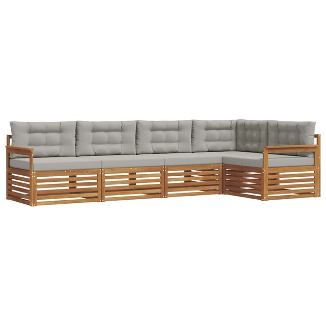 vidaXL Outdoor-Sofagarnitur mit Kissen 5-Tlg Natur und Hellgrau 3373446