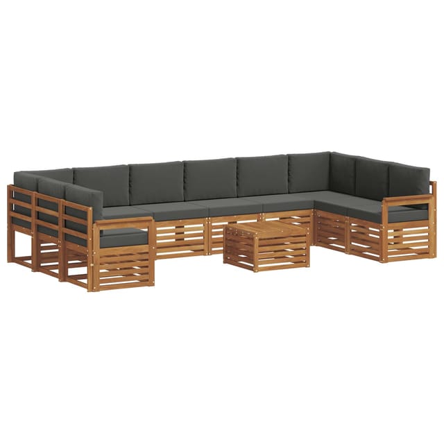 vidaXL Sofagarnituren 11 Tlg Natur und Anthrazit Massivholz Akazie 3375587