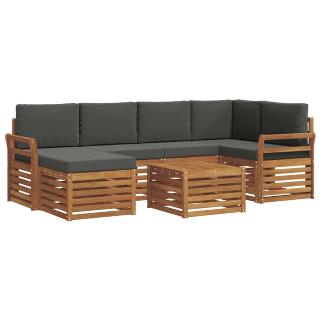 vidaXL Sofagarnituren 7 Tlg Natur und Anthrazit Massivholz Akazie 3375132