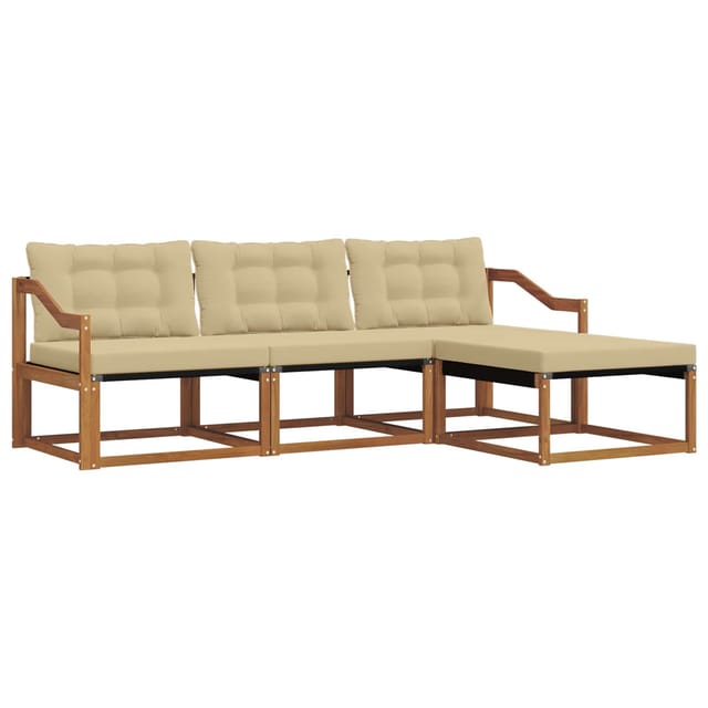 vidaXL Outdoor-Sofagarnitur mit Kissen 4-Tlg Natur und Beige 3369348