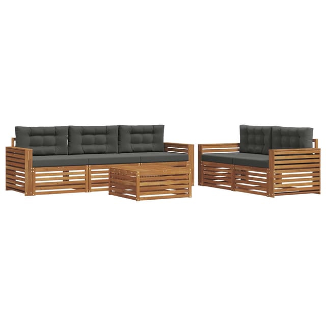 vidaXL Outdoor-Sofagarnitur mit Kissen 6-Tlg Natur und Anthrazit 3373027