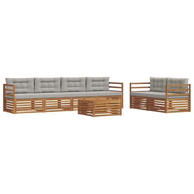 vidaXL Outdoor-Sofagarnitur mit Kissen 7-Tlg Natur und Hellgrau 3373041