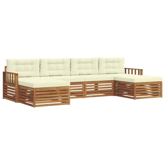 vidaXL Sofagarnituren 6 Tlg Natur und Creme Massivholz Akazie 3373890