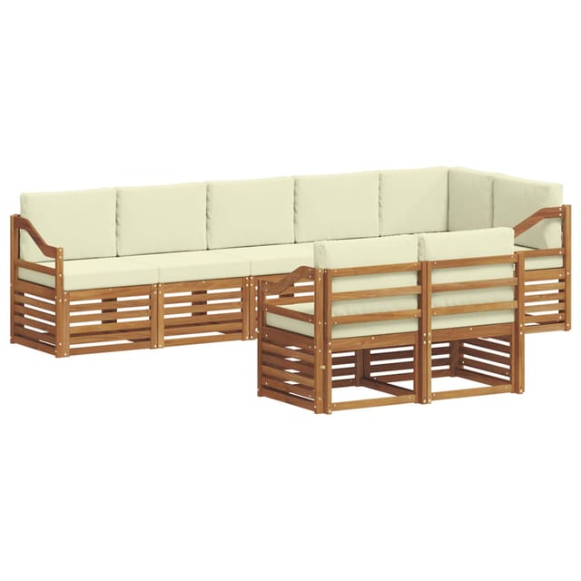 vidaXL Sofagarnituren 8 Tlg Natur und Creme Massivholz Akazie 3375025