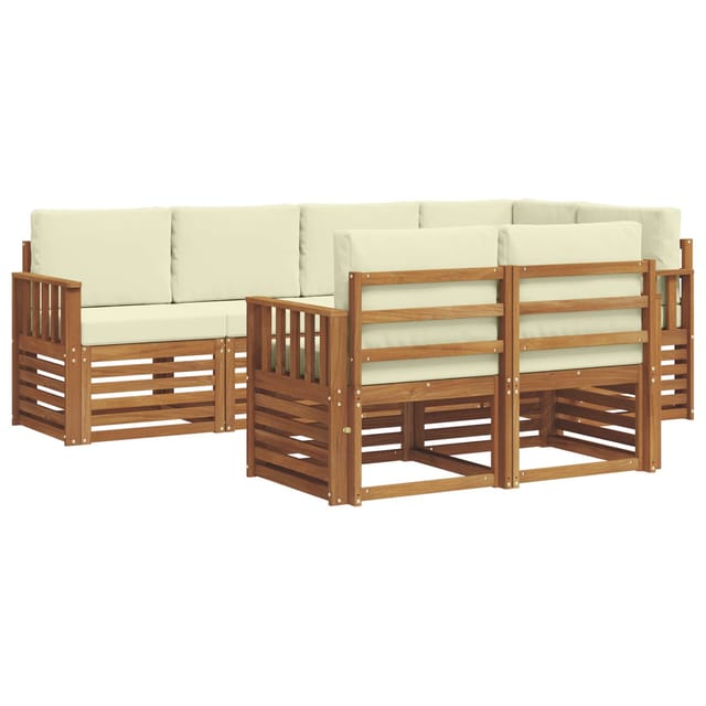 vidaXL Sofagarnituren 7 Tlg Natur und Creme Massivholz Akazie 3374960