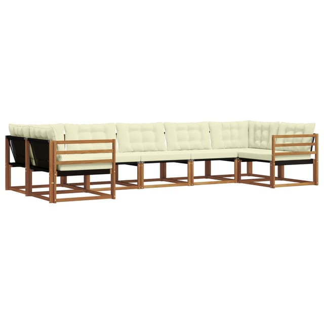 vidaXL Outdoor-Sofagarnitur mit Kissen 7-Tlg Natur und Creme 3369805