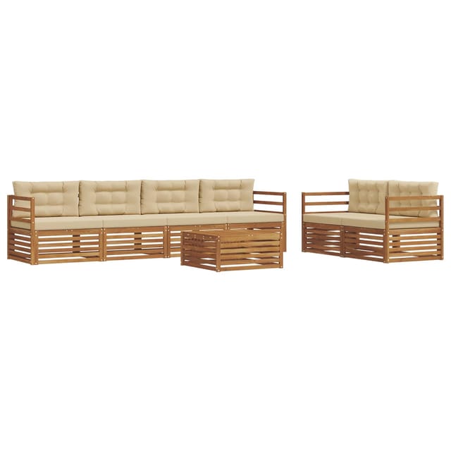 vidaXL Outdoor-Sofagarnitur mit Kissen 7-Tlg Natur und Beige 3373043