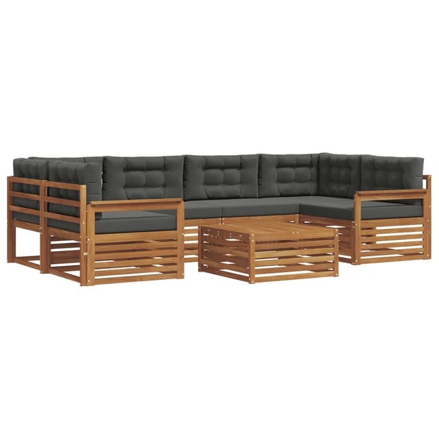 vidaXL Outdoor-Sofagarnitur mit Kissen 8-Tlg Natur und Anthrazit 3373087