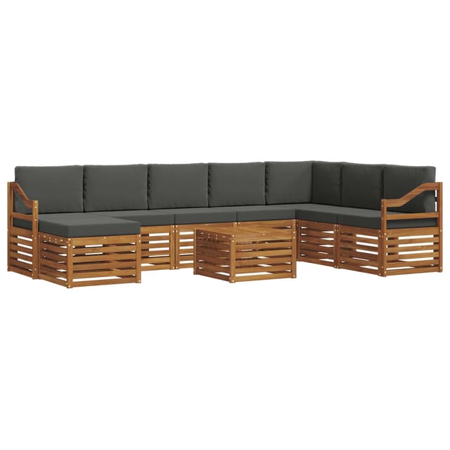 vidaXL Sofagarnituren 9 Tlg Natur und Anthrazit Massivholz Akazie 3375347