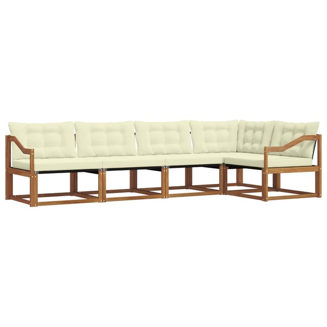 vidaXL Outdoor-Sofagarnitur mit Kissen 5-Tlg Natur und Creme 3369465