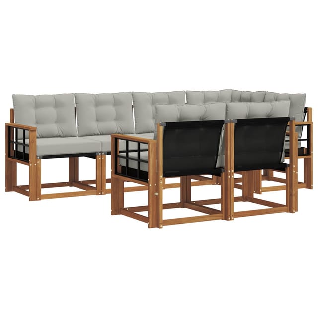 vidaXL Outdoor-Sofagarnitur mit Kissen 7-Tlg Natur und Hellgrau 3368766
