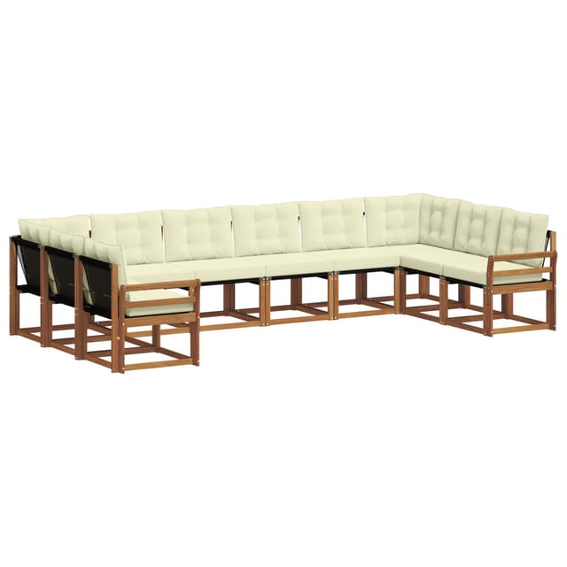 vidaXL Outdoor-Sofagarnitur mit Kissen 10-Tlg Natur und Creme 3369097