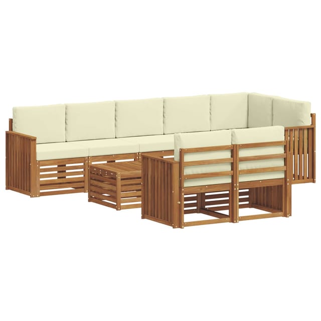 vidaXL Sofagarnituren 9 Tlg Natur und Creme Massivholz Akazie 3375045