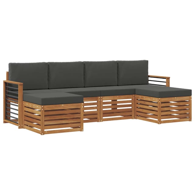vidaXL Sofagarnituren 6 Tlg Natur und Anthrazit Massivholz Akazie 3375262