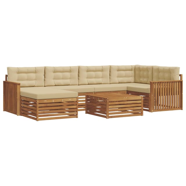 vidaXL Outdoor-Sofagarnitur mit Kissen 7-Tlg Natur und Beige 3373778