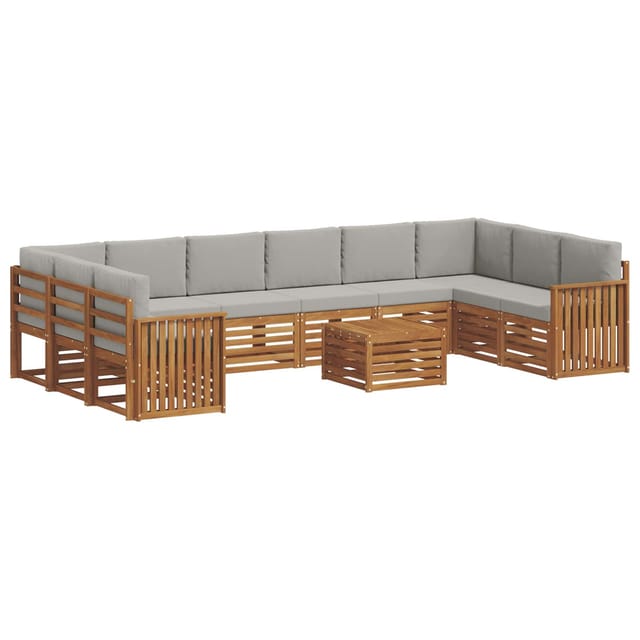 vidaXL Sofagarnituren 11 Tlg Natur und Hellgrau Massivholz Akazie 3375596