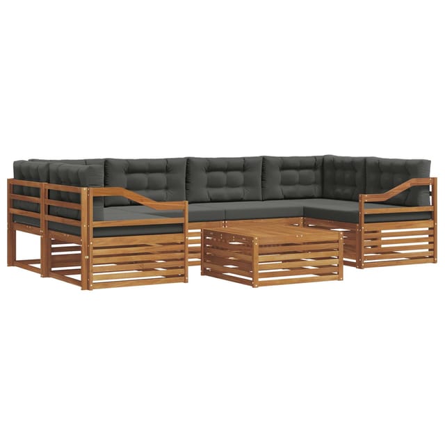 vidaXL Outdoor-Sofagarnitur mit Kissen 8-Tlg Natur und Anthrazit 3373117
