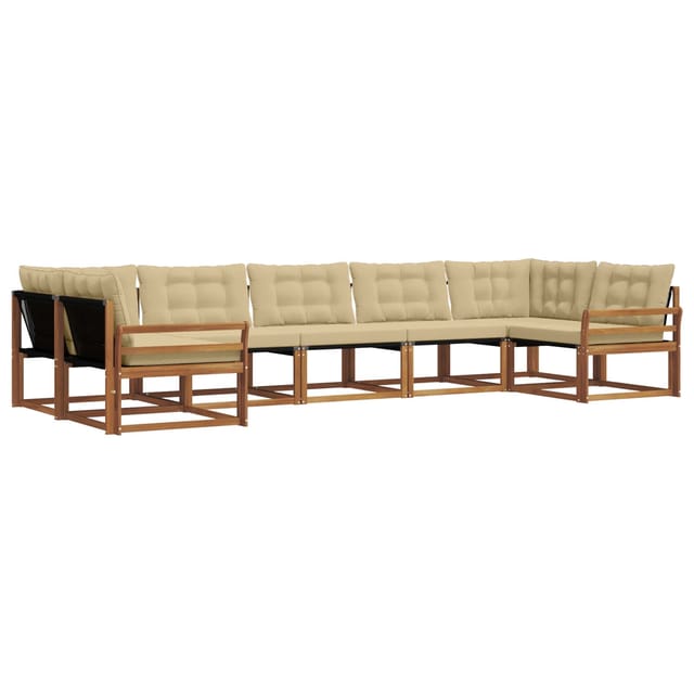 vidaXL Outdoor-Sofagarnitur mit Kissen 7-Tlg Natur und Beige 3369820
