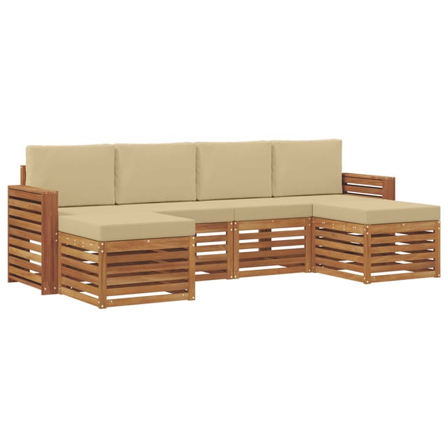 vidaXL Sofagarnituren 6 Tlg Natur und Beige Massivholz Akazie 3375258