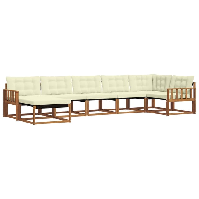 vidaXL Outdoor-Sofagarnitur 21-Tlg Natur und Creme Massivholz Akazie 3369669