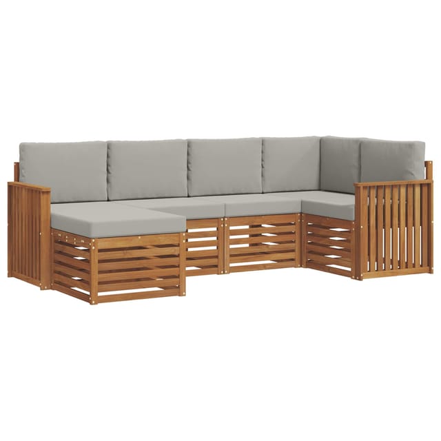 vidaXL Sofagarnituren 6 Tlg Natur und Hellgrau Massivholz Akazie 3375086