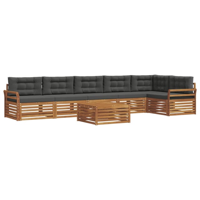 vidaXL Outdoor-Sofagarnitur mit Kissen 7-Tlg Natur und Anthrazit 3373582